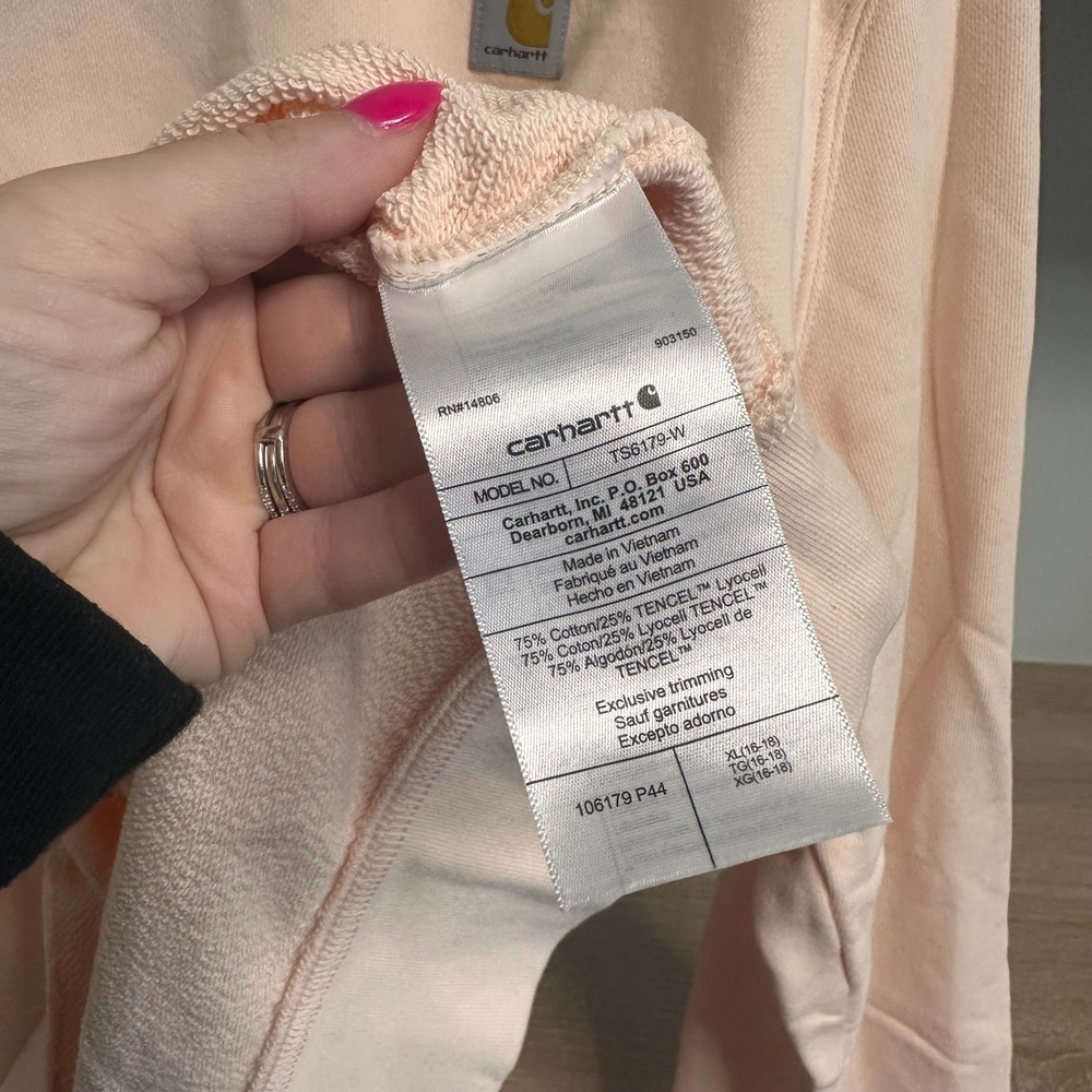 Carhartt Women's XL Relaxed Fit Tencel Series Peach Crewneck Sweatshirt Pullover - Picture 4 of 8